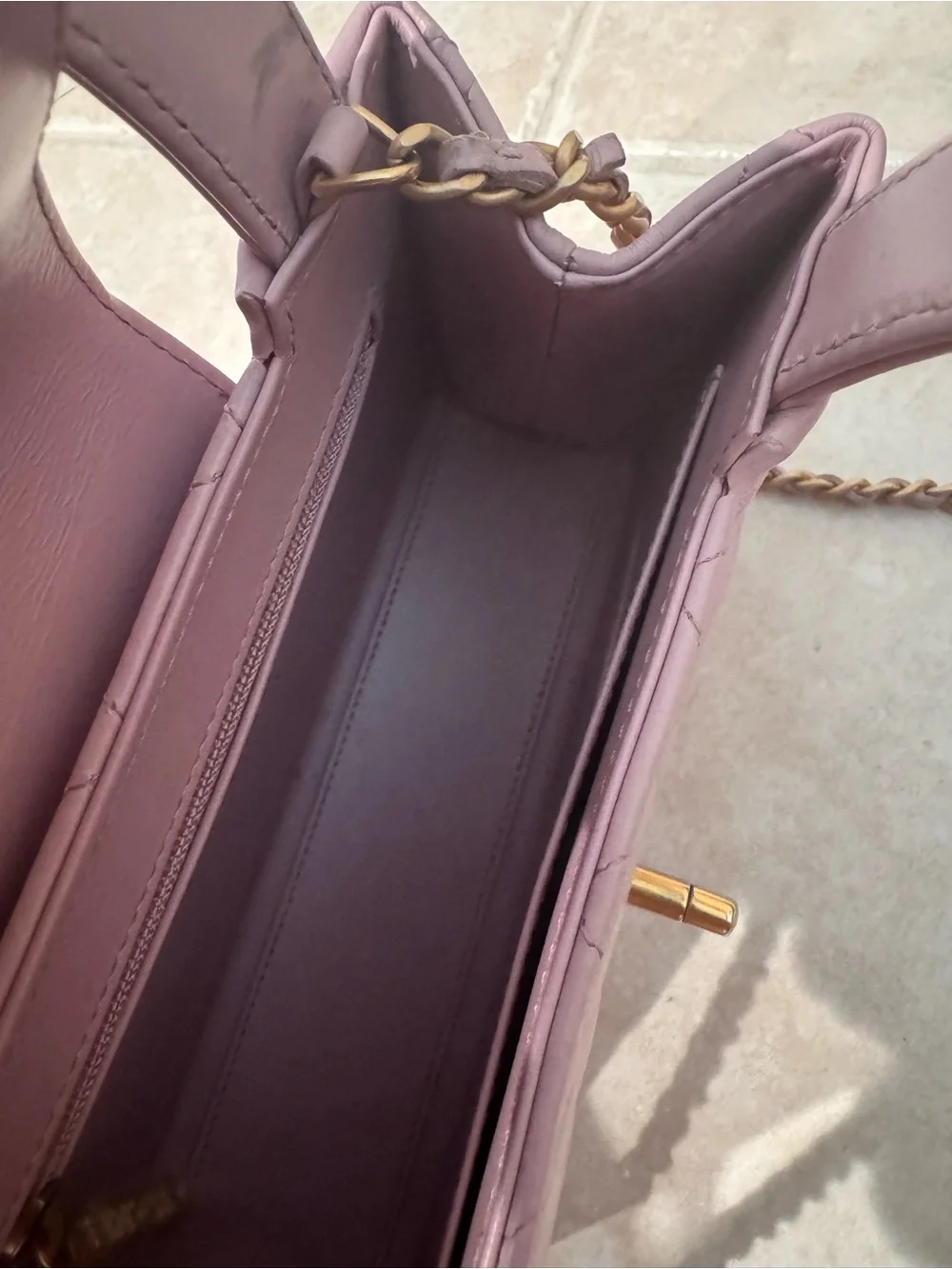 CHANEL Pink Quilted Top-Handle Mini Bag with Gold Chain